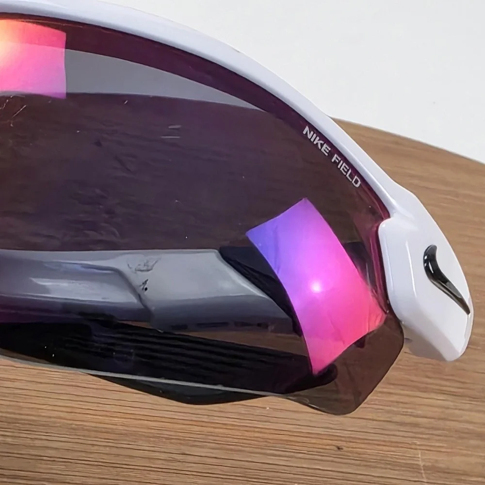 Nike Show X3 Sunglasses Mens 72-09-130 White Purple Mirrored Shield DN9252